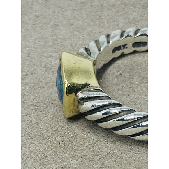 David Yurman BLUE TOPAZ Noblesse Ring, 925 Sterling Silver, 18K 750 Gold, 6.75 - Picture 4 of 12